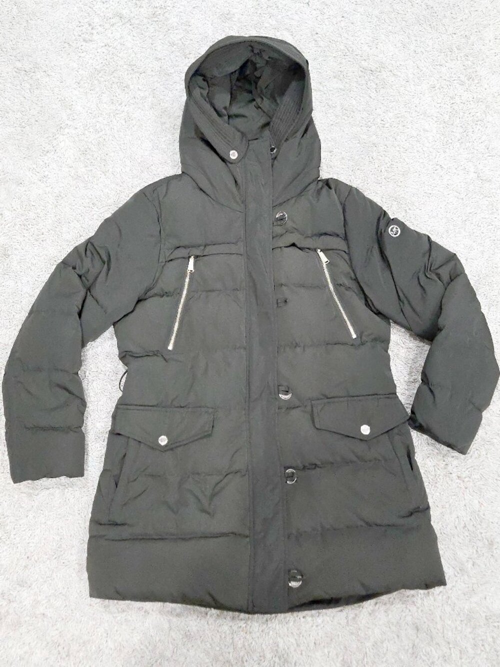 ❄️Michael Kors Olive Green Down Puffer Parka Down Jacket Coat Fur Hood Large❄️